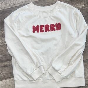 Cat & Jack White Top with Red 'Merry' Design